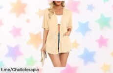 Cárdigan de verano ligero y fresquito para mujer con bolsillos a un precio que no creerás—¡hazte con él antes de que se acabe!