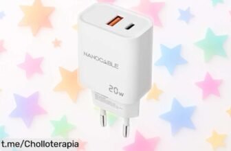 Cargador Nanocable USBC PD y USBA para dos dispositivos, carga rápida de 20W a precio loco que no podrás dejar escapar ¡Hazlo tuyo ya y disfruta de la energía sin límites!