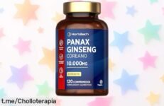 Cargador natural de energía Ginseng Rojo Coreano Horbaach en 120 cápsulas veganas, ¡no te pierdas este ofertón para sentirte al máximo y mantener el estrés a raya!