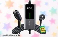 Cargador portátil para coche eléctrico VDLPOWEREU con 8 metros de cable y control digital a un precio regalado que te permitirá estar siempre listo para la aventura. ¡No te lo pierdas!