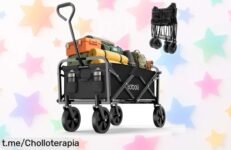 Carretilla de mano plegable Toboli para llevar hasta 100 kg, el chollazo que te simplifica la vida y hace tus paseos más ligeros. ¡Consíguela ya antes de que se agote!
