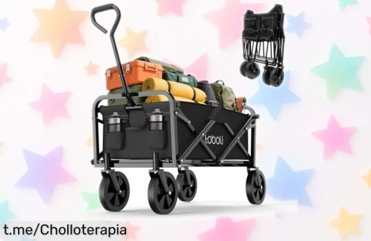 Carretilla de mano plegable Toboli para llevar hasta 100 kg, el chollazo que te simplifica la vida y hace tus paseos más ligeros. ¡Consíguela ya antes de que se agote!