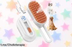 Cepillo a vapor 5 en 1 para mascotas: deja el pelaje impecable con este super chollo que limpia, desenreda y mima a tu furry. ¡Aprovecha esta oferta ilimitada antes de que se agote!