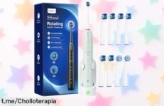 Cepillo de dientes eléctrico con 5 modos y 8 cabezales a precio loco, cuida tus encías sensibles ¡No dejes pasar esta oferta increíble para lucir esa sonrisa radiante!
