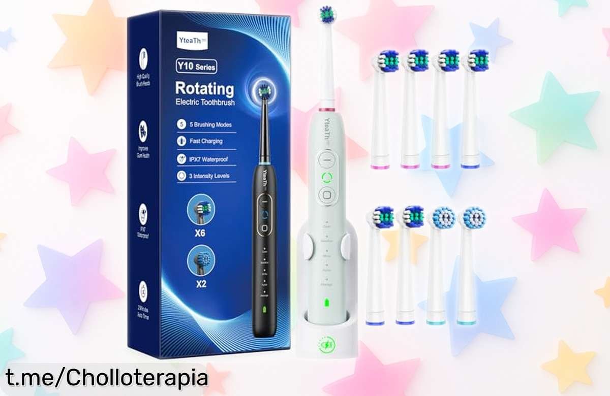 Cepillo de dientes eléctrico con 5 modos y 8 cabezales a precio loco, cuida tus encías sensibles ¡No dejes pasar esta oferta increíble para lucir esa sonrisa radiante!