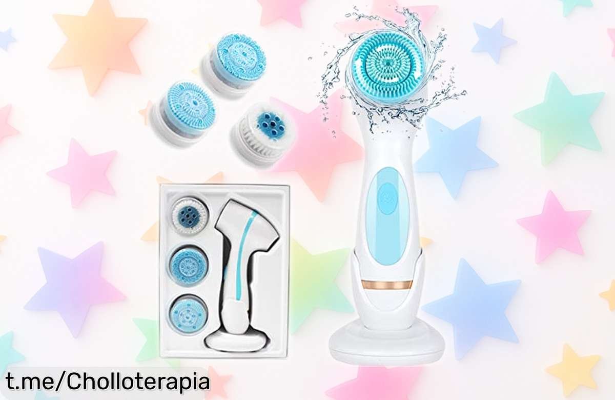 Cepillo facial Vothen con 3 cabezales y 4 velocidades a precio loco, puedes cuidar tu piel en casa o la ducha. ¡No dejes pasar este ofertón que mereces disfrutar ya!