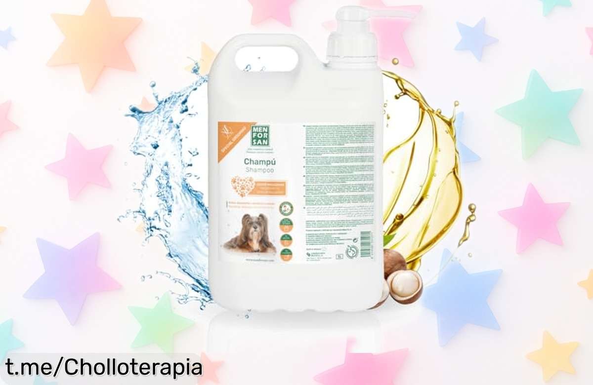 Champú para perros MENFORSAN de 5L: ¡ofertón con aceite de macadamia que deja el pelo suave y brillante! Mima a tu peludo sin nudos ni encrespamiento, aprovecha esta ocasión.