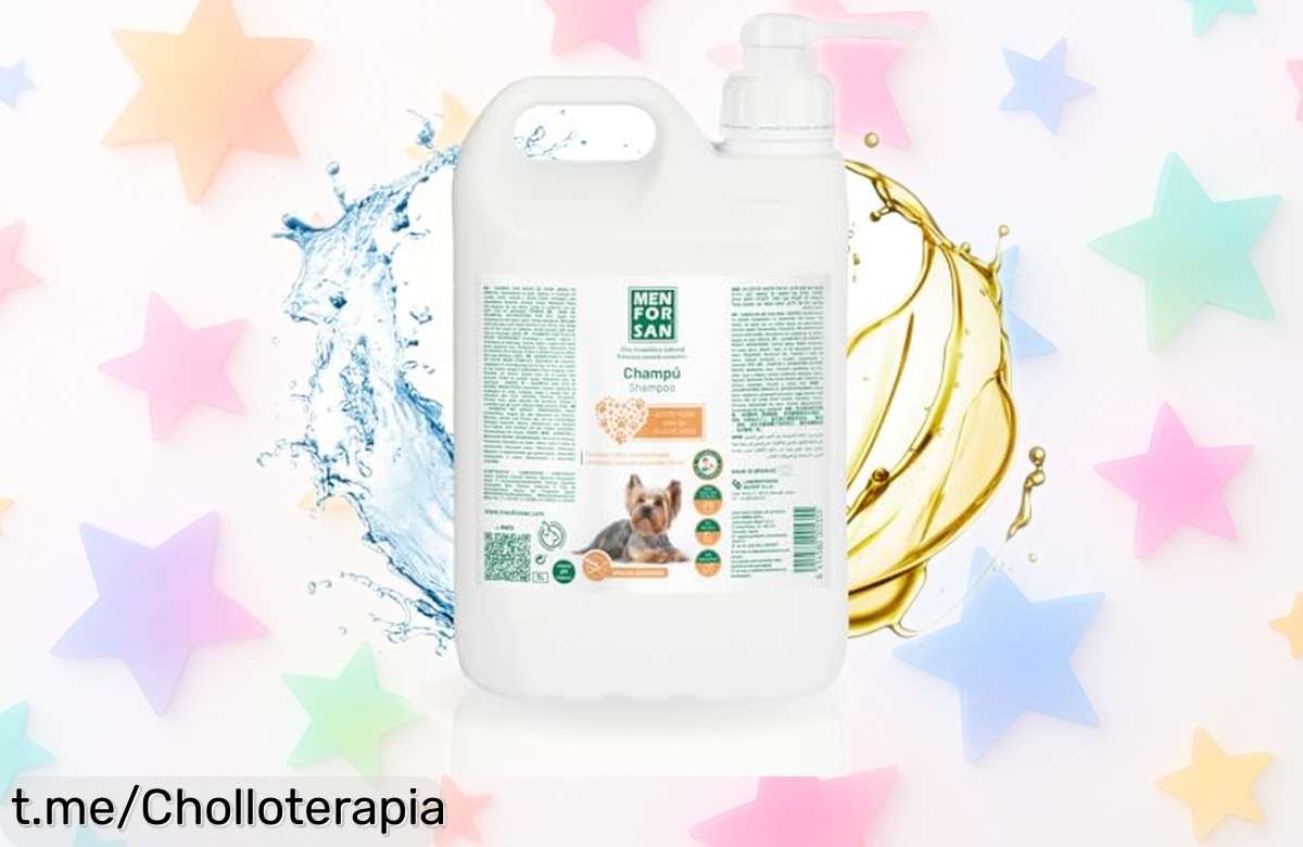 Champú para perros MENFORSAN en garrafa de 5 litros, cuidado diario con aceite de visón a precio loco. Dale brillo y vitalidad al pelaje ¡No dejes escapar esta oportunidad!