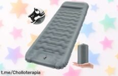 Colchoneta hinchable para camping con almohada integrada a un precio loco, se infla en 1 minuto y soporta hasta 260 kg. ¡Tus escapadas al aire libre nunca fueron tan fáciles!