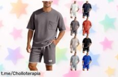 Conjunto de camiseta y shorts Genérico 2026 para hombre, ¡ofertón loco! Disfruta del tejido waffle que te mantiene fresco todo el día. Renueva tu armario ahora mismo.