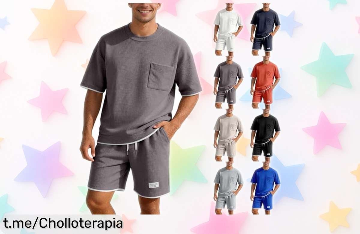 Conjunto de camiseta y shorts Genérico 2026 para hombre, ¡ofertón loco! Disfruta del tejido waffle que te mantiene fresco todo el día. Renueva tu armario ahora mismo.