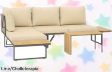 Conjunto de muebles de jardín Outsunny: Tu rincón chill en sofás que se convierten en tumbonas a un precio loco, ¡hazlo tuyo antes que se acaben!
