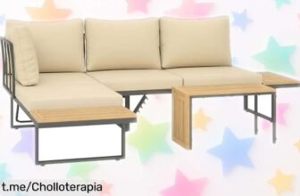 Conjunto de muebles de jardín Outsunny: Tu rincón chill en sofás que se convierten en tumbonas a un precio loco, ¡hazlo tuyo antes que se acaben!