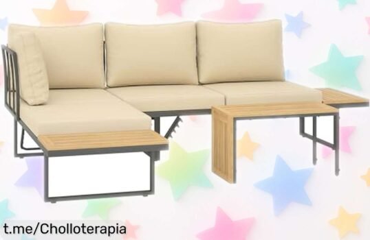 Conjunto de muebles de jardín Outsunny: Tu rincón chill en sofás que se convierten en tumbonas a un precio loco, ¡hazlo tuyo antes que se acaben!