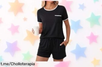 Conjunto de pijama Uniexcosm en dos piezas con bolsillos. ¡Oferta increíble para lucir elegante y cómoda desde casa, no te lo pierdas!