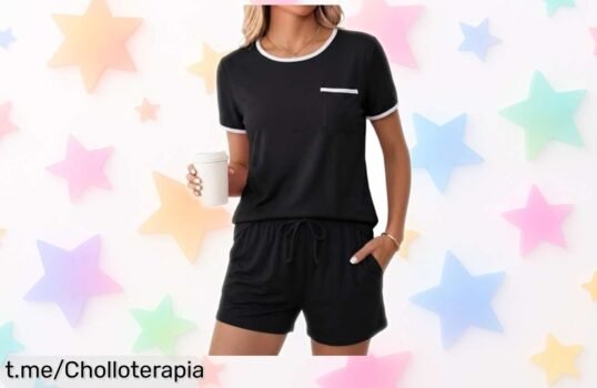 Conjunto de pijama Uniexcosm en dos piezas con bolsillos. ¡Oferta increíble para lucir elegante y cómoda desde casa, no te lo pierdas!