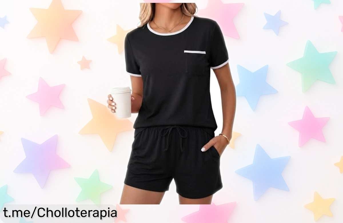 Conjunto de pijama Uniexcosm en dos piezas con bolsillos. ¡Oferta increíble para lucir elegante y cómoda desde casa, no te lo pierdas!