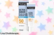 Crema solar fluida Neutrogena Ultra Sheer SPF 50, la protección que tu piel merece a un precio nunca visto: ¡hidrata y se absorbe sin dejar rastro, no esperes más!