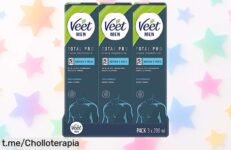 Cremas depilatorias Veet Men en pack de 3x200ml a precio promocional, di adiós al vello y hola a una piel fresca e hidratada, ¡no dejes pasar esta oportunidad única!
