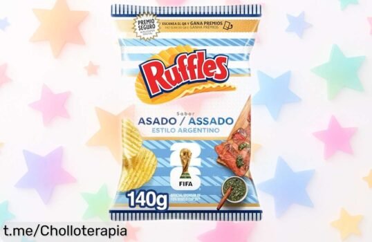 Crujientes patatas Ruffles Asado Estilo Argentino al mejor precio de escándalo, el snack perfecto para disfrutar en tus asados y compartir momentos inolvidables. ¡No te quedes sin ellas!