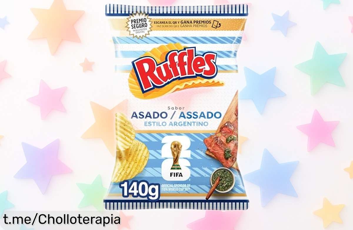 Crujientes patatas Ruffles Asado Estilo Argentino al mejor precio de escándalo, el snack perfecto para disfrutar en tus asados y compartir momentos inolvidables. ¡No te quedes sin ellas!