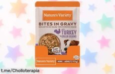 Deliciosa comida húmeda para perros mini Nature’s Variety Bocaditos en Salsa, pack de 24 ¡Ofertón a precio regalado que hará feliz a tu peludo!