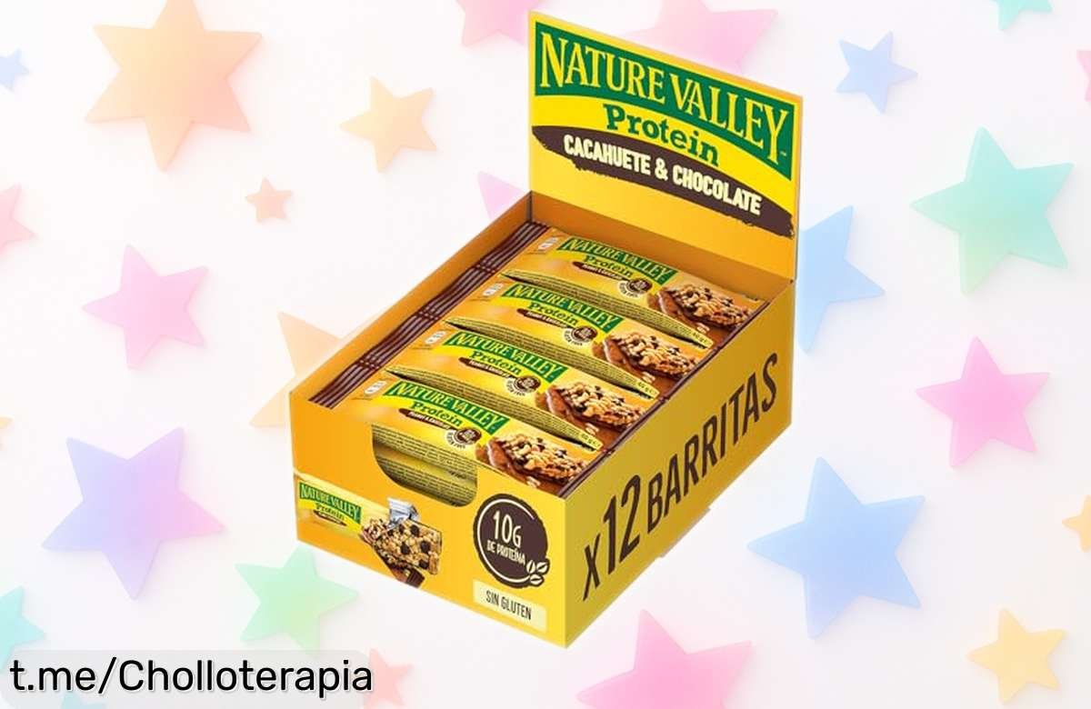 Deliciosas barritas Nature Valley de cacahuete y chocolate, pack de 12 unidades con proteína pura: energía al instante para tus momentos más sabrosos. ¡No te quedes sin ellas!
