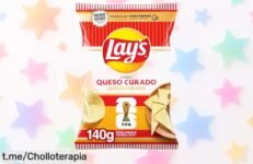 Deliciosas patatas fritas Lay’s Queso Curado, crujientes y con sabor intenso a queso que engancha; un ofertón para disfrutar en cualquier momento ¡Date prisa antes de que se acaben!