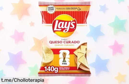 Deliciosas patatas fritas Lay’s Queso Curado, crujientes y con sabor intenso a queso que engancha; un ofertón para disfrutar en cualquier momento ¡Date prisa antes de que se acaben!