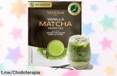 Delicioso polvo de matcha vainilla VAHDAM para preparar 50 tazas, ¡rebajado a un precio loco que no te puedes perder! Dale sabor y alegría a tus momentos.