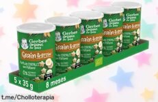 Deliciosos puffs de plátano Gerber para bebés, pack económico de 5 latas que cuidan su salud con vitaminas; un snack irresistible que hará sonreír a los peques.