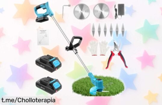 Desbrozadora a batería con 2 cuchillas, chollazo de jardín que no puedes dejar pasar; ¡devuelve la vida a tu espacio verde y sácale todo el partido sin vaciar tu cartera!