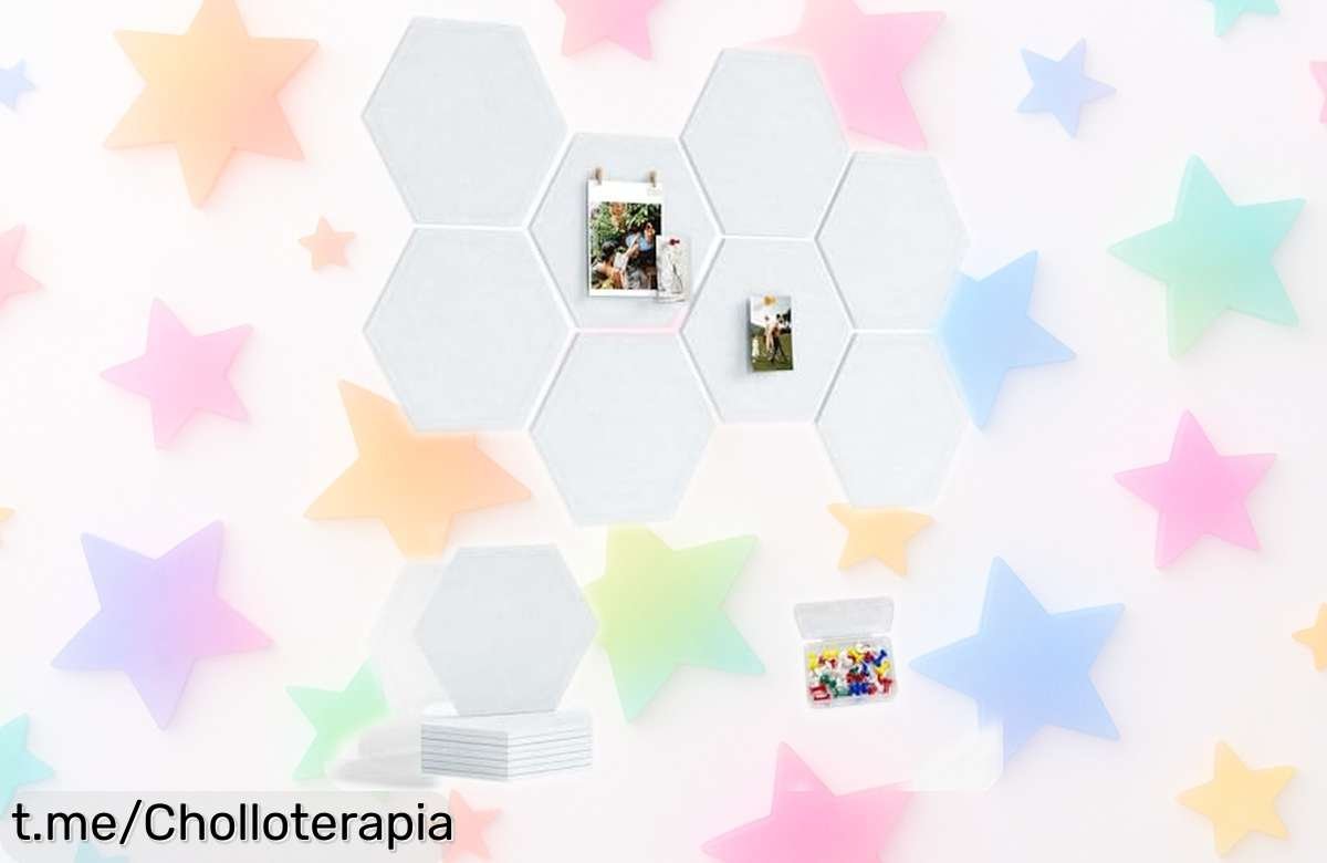 Descubre el ofertón del tablón hexagonal de fieltro Uoisaiko: ¡8 unidades fáciles de pegar para mostrar tus fotos y notas en casa o la oficina, un precio increíble que no puedes dejar pasar!