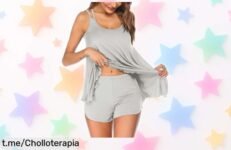 Descubre el pijama de 2 piezas JFAN en tejido modal suave y ligero, ¡una oferta tirada de precio que te hará soñar con estilo! No dejes pasar esta oportunidad única y siente la frescura en tus noches.