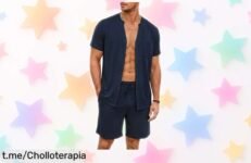 Descubre el pijama de dos piezas Demegimi para hombre: fresquito, cómodo y con un precio que es una locura. ¡No dejes pasar esta oportunidad única!