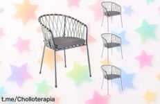 Descubre el set de 4 sillas de jardín LOLAhome Myra, elegancia y resistencia a un precio rebajado que no te puedes perder; ¡haz tu espacio al aire libre inolvidable ya!