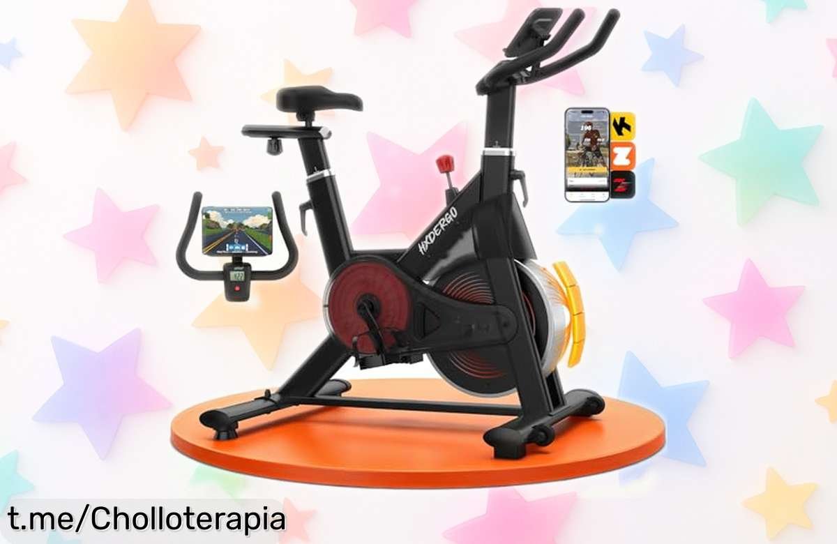 Descubre la bicicleta estática HXDERGO con monitor LCD y resistencia ajustable, ideal para entrenar en casa: moverte desde el sofá nunca fue tan fácil y divertido.