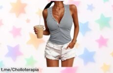 Descubre la camiseta sin mangas JFAN que marca figura, un básico imprescindible a precio de escándalo ¡No te quedes sin ella y luce espectacular en cada ocasión!