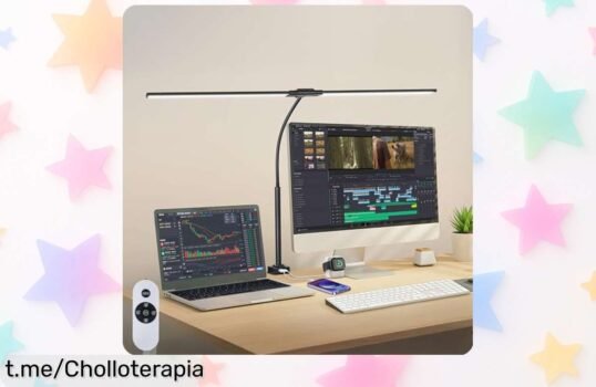 Deslumbrante lámpara de escritorio LED OUTON con doble cabeza y USB para cargar tu móvil, un ofertón que hace brillar tus horas de estudio ¡no te quedes sin la tuya!
