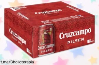 Disfruta de 12 latas de Cruzcampo Cerveza Lager a un precio regalo que no vas a creer; ¡brinda con amigos y ríe sin parar!