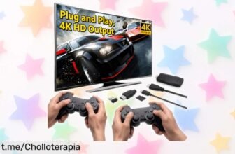 Diviértete a lo grande con la consola de video Whatsko: juegos retro en 4K y dos mandos inalámbricos, ¡un chollazo que hará vibrar tus partidas con amigos y familia!