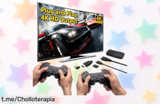 Diviértete a lo grande con la consola de video Whatsko: juegos retro en 4K y dos mandos inalámbricos, ¡un chollazo que hará vibrar tus partidas con amigos y familia!