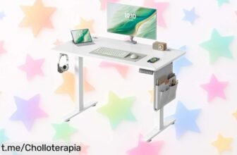 Escritorio eléctrico regulable SONGMICS que sube y baja al instante, con memoria y carga fácil para el móvil: ¡chollazo a un precio de ganga que no se repite!