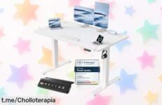 Escritorio elevable eléctrico JUMMICO con descuento brutal para cuidar tu espalda y personalizar tu espacio de trabajo. ¡No te lo pierdas, siente la diferencia ya!