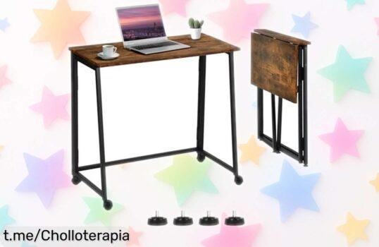 Escritorio plegable con ruedas MEUBLE, súper resistente y fácil de mover; ¡no te pierdas este ofertón que va a transformar tu espacio en un instante!