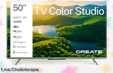 Espectacular televisor Smart TV QLED 4K de 50 pulgadas CREATE, disparando tu entretenimiento a un precio que es un verdadero regalo. ¡No te lo pierdas!
