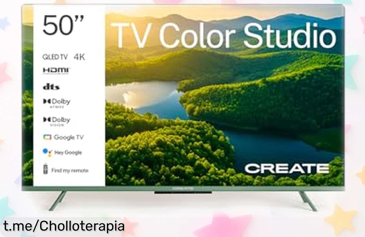 Espectacular televisor Smart TV QLED 4K de 50 pulgadas CREATE, disparando tu entretenimiento a un precio que es un verdadero regalo. ¡No te lo pierdas!