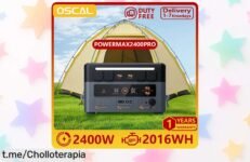 Estación de energía portátil Oscal PowerMax2400 Pro con carga rápida y altavoces dobles: ¡rebajada a un precio loco que no querrás dejar escapar! Perfecta para tus aventuras.