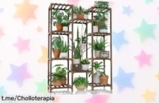 Estantería de madera para plantas Bamworld: ¡organiza hasta 25 macetas a un precio regalado y dale vida a tu hogar antes que se agote!