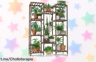 Estantería de madera para plantas Bamworld: ¡organiza hasta 25 macetas a un precio regalado y dale vida a tu hogar antes que se agote!
